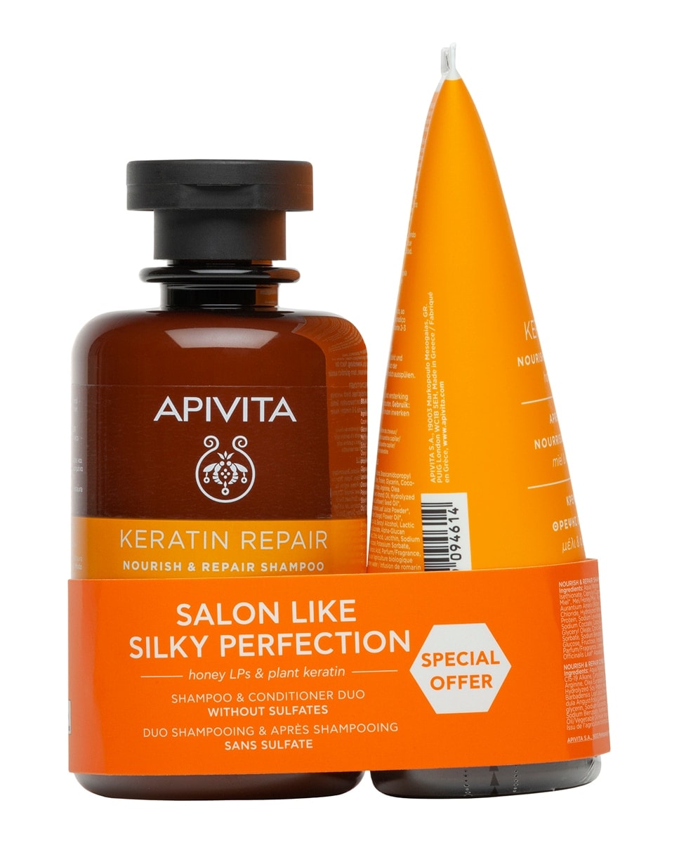 Apivita - Pack Champú Keratin Repair Nutritivo Y Reparador Para Cabello Seco Y Dañado Apivita. - Image 1