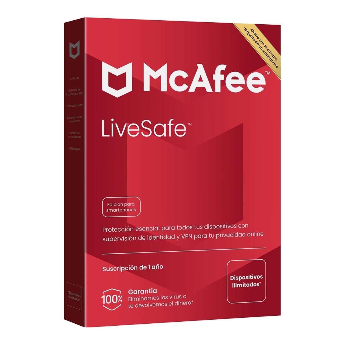 McAfee - McAfee LiveSafe, Antivirus y seguridad en Internet, dispositivos ilimitados (Windows-Mac-Android-iOS), Suscripción de 1 año. - Image 1