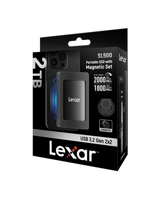 Lexar - Disco externo SSD portátil Lexar SL500 con set magnético, 2TB, USB 3.2 Gen2x2. - Image 1