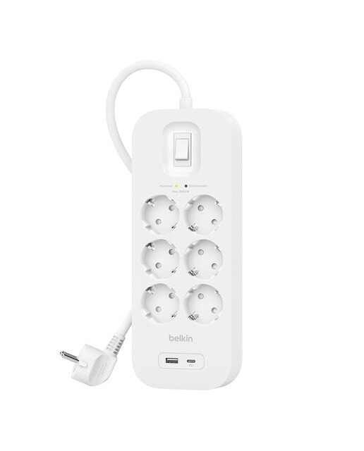 Belkin - Regleta Belkin SurgePlus 6 Tomas, 1 USB-C y 1 USB-A. - Image 1