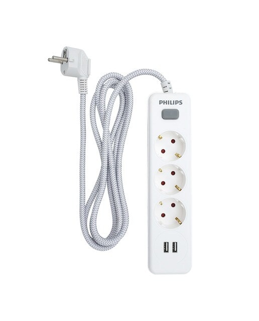 Philips - Regleta Philips SPN3032WA, 3 enchufes y 2 USB. - Image 1