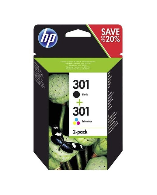 HP - Pack original 2 cartuchos de tinta HP 301 negro + tricolor (N9J72AE). - Image 1