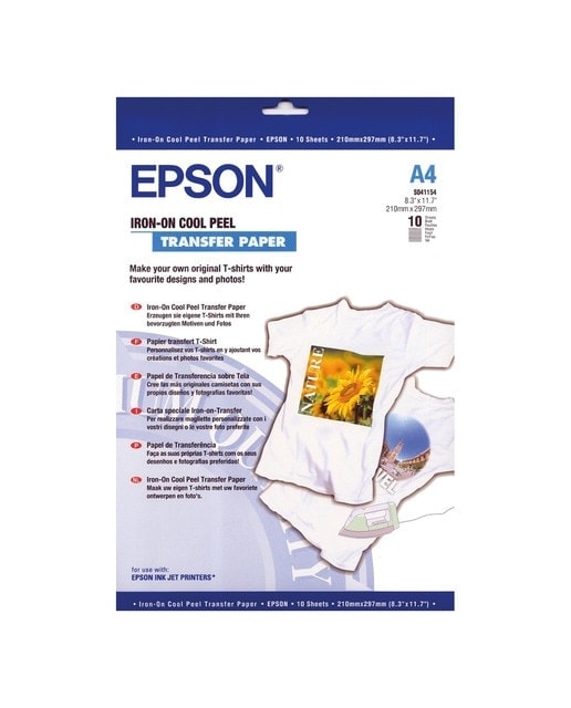 Epson - Papel de transferencia térmica Epson Iron-On, A4, 124 g-m2, 10 hojas. - Image 1