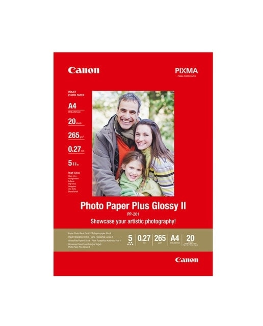 Canon - Papel fotográfico Canon Brillo II Plus PP 201, A4, 270 g-m2, 20 hojas. - Image 1