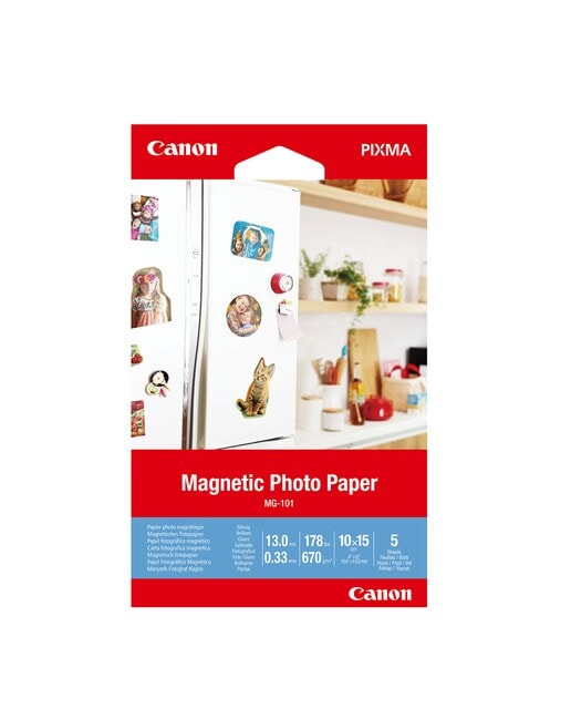Canon - Papel fotográfico magnético Canon MG 101, 10x15cm, 670 g-m2, 5 hojas. - Image 1