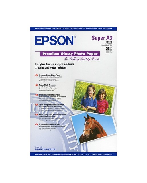 Epson - Papel Epson Premium Glossy Photo Paper, A3+, 255 g-m², 20 Hojas. - Image 1