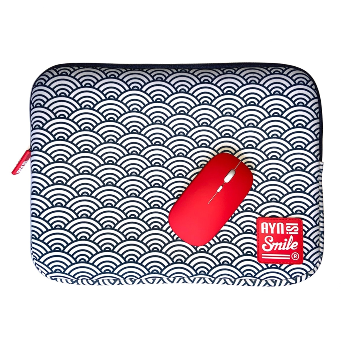 Smile - Funda Smile Kimono Azul Seigaiha + ratón inalámbrico para portátiles hasta 14". - Image 1