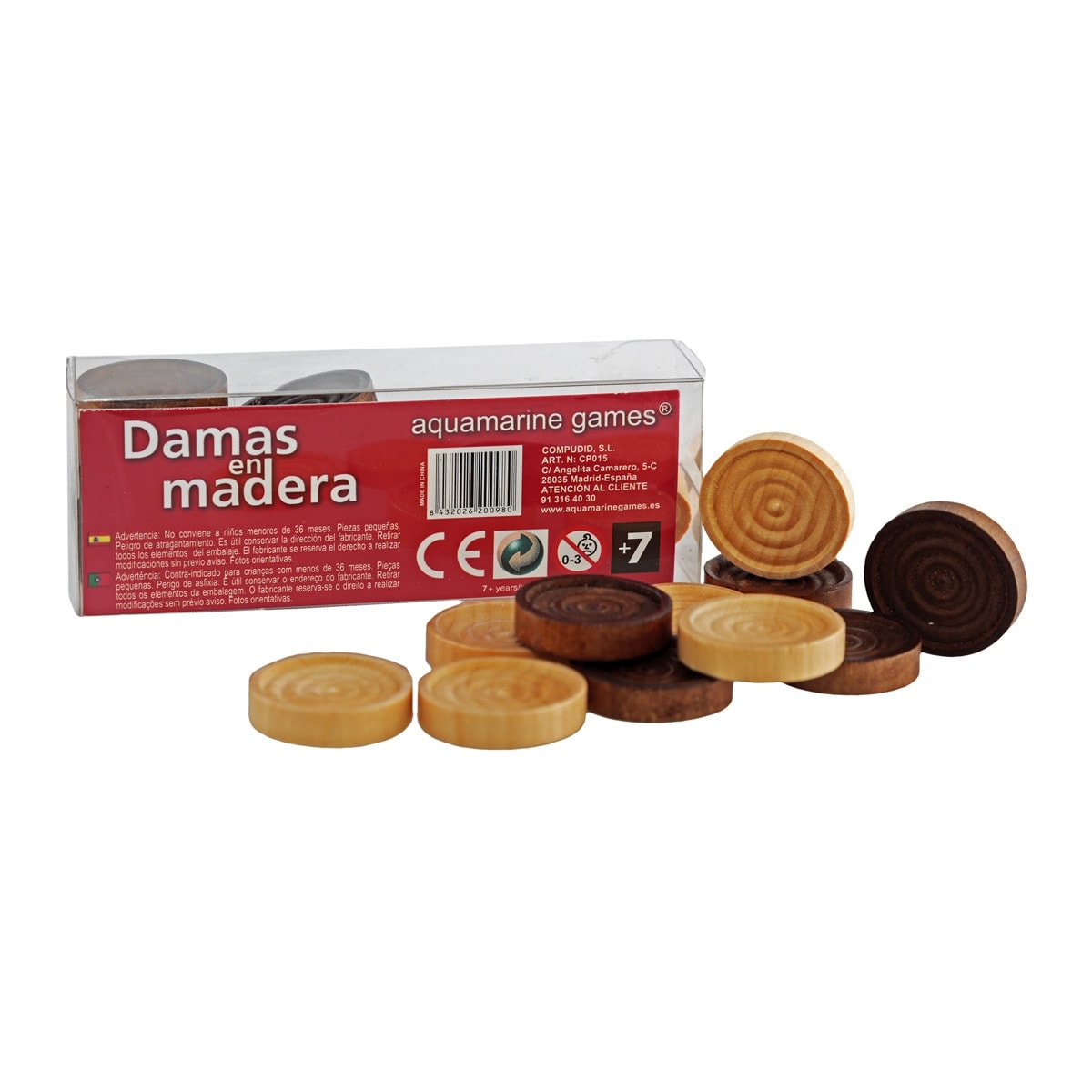 Aquamarine Games - Recambio de damas Aquamarine Games de madera. - Image 1