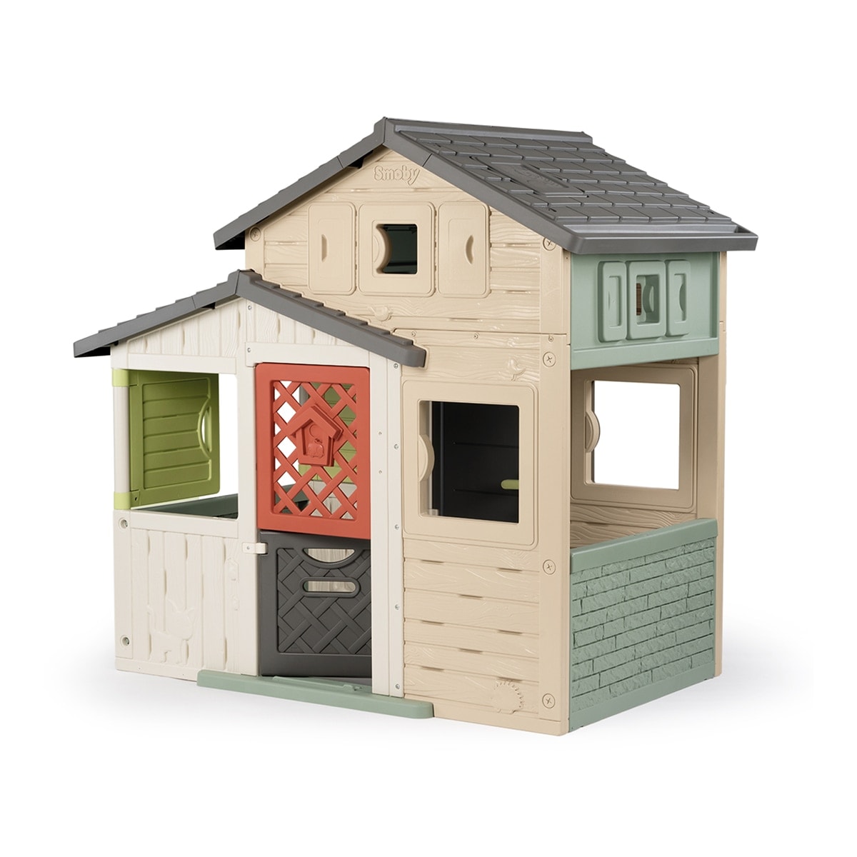 Smoby - Evo friends house. Casa amplia, altura 160 cm., puerta con mirilla, media puerta trasera. 6 ventanas y 2 contraventanas(360º) y buzón. Smoby L. - Image 1