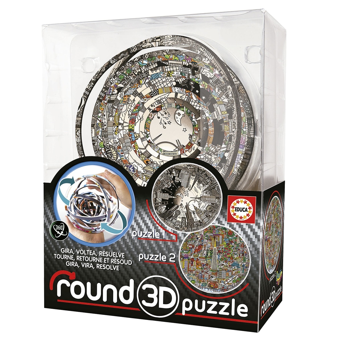 Educa Borrás - Juego de mesa Round 3D Puzzle Charles Fazzino Educa Borras. - Image 1