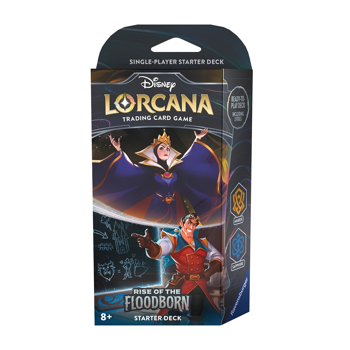 Disney Lorcana - Cartas Coleccionables Rise of the Floodborn Starter Amber & Sapphire Deck A Disney Lorcana. - Image 1
