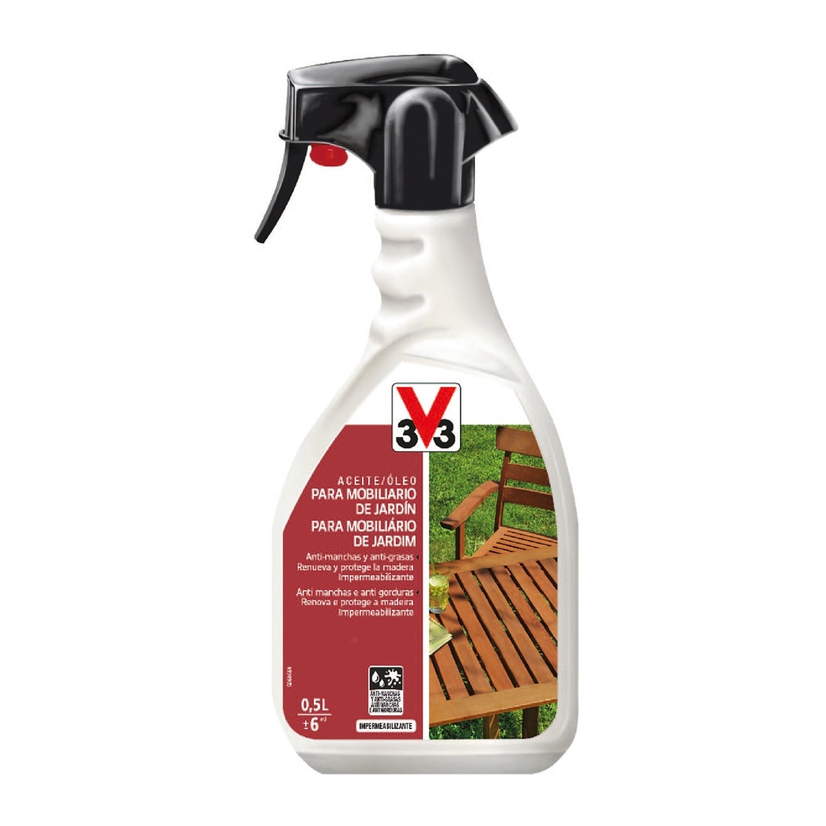 V33 - Aceite al Agua para Mobiliario de Jardín en Pulverizador 500 ml. - Image 1