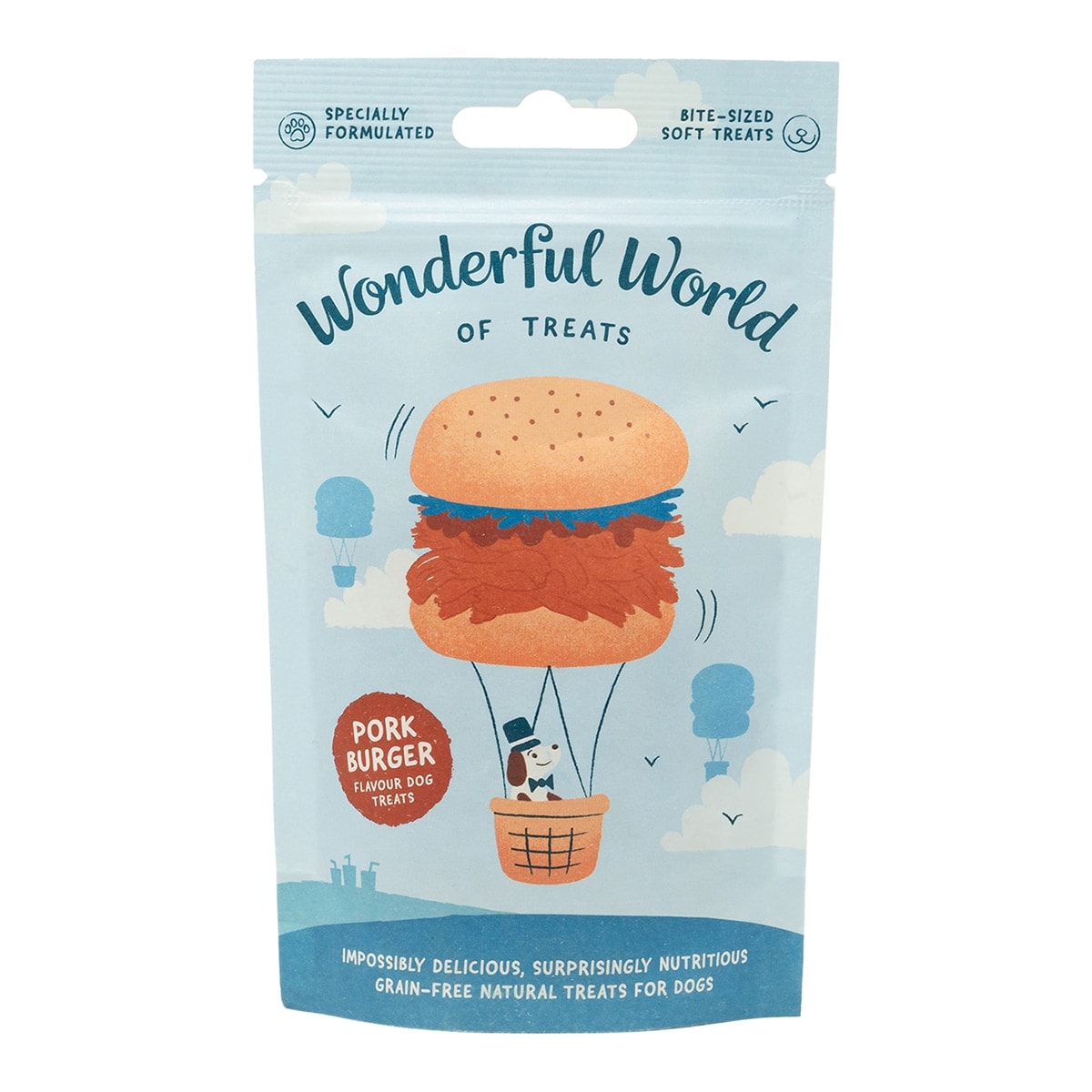 Wonderful World - Snack para perrros adultos y sénior hamburguesa de cerdo Wonderful World 50g. - Image 1