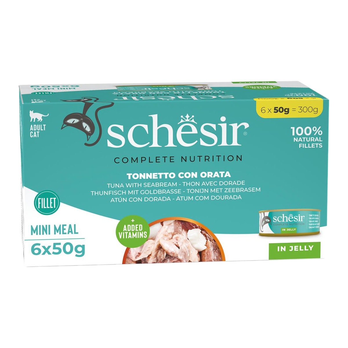 Schesir - Comida húmeda para gatos adultos Schesir atún con dorada 6 x 50 g. - Image 1