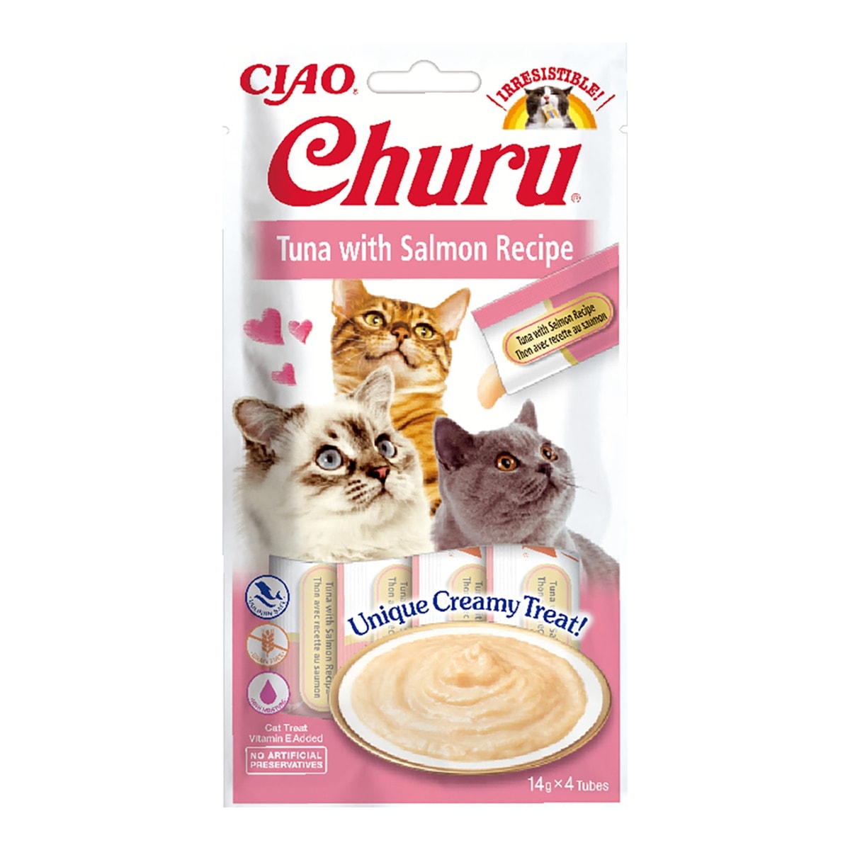 Churu - Snack para gatos adultos Churu atún y salmón 4 x 14 g. - Image 1