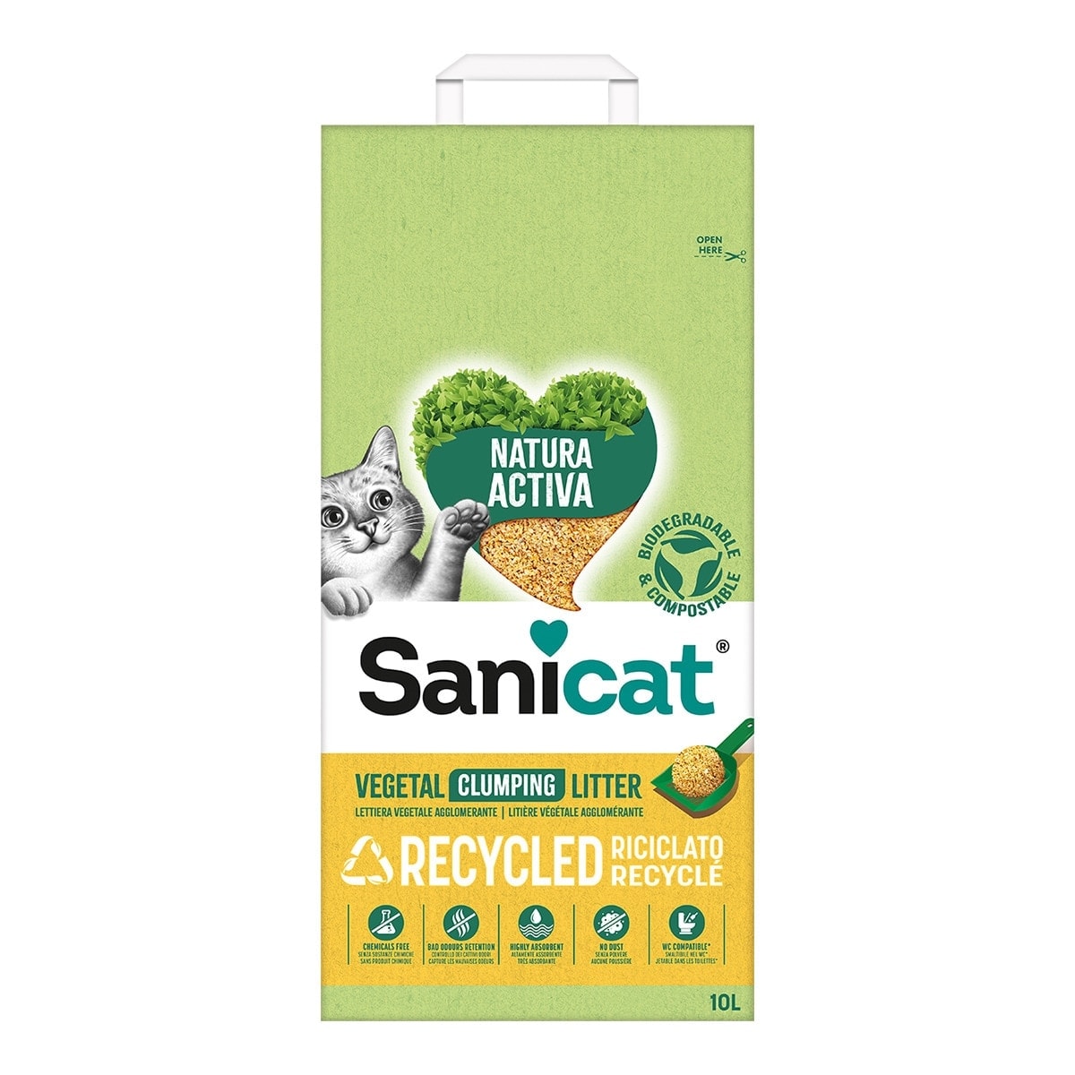 Sanicat - Arena aglomerante Sanicat para gatos Natura Activa Recycled 10 L. - Image 1