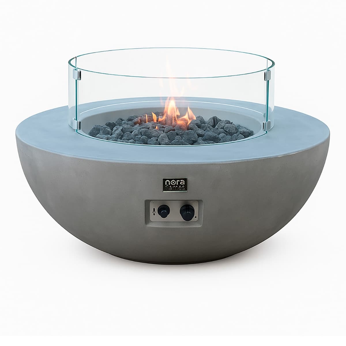 Nora Flame - Mesa de Exterior con Brasero de Gas Colima gris con cristales 16 Kw.