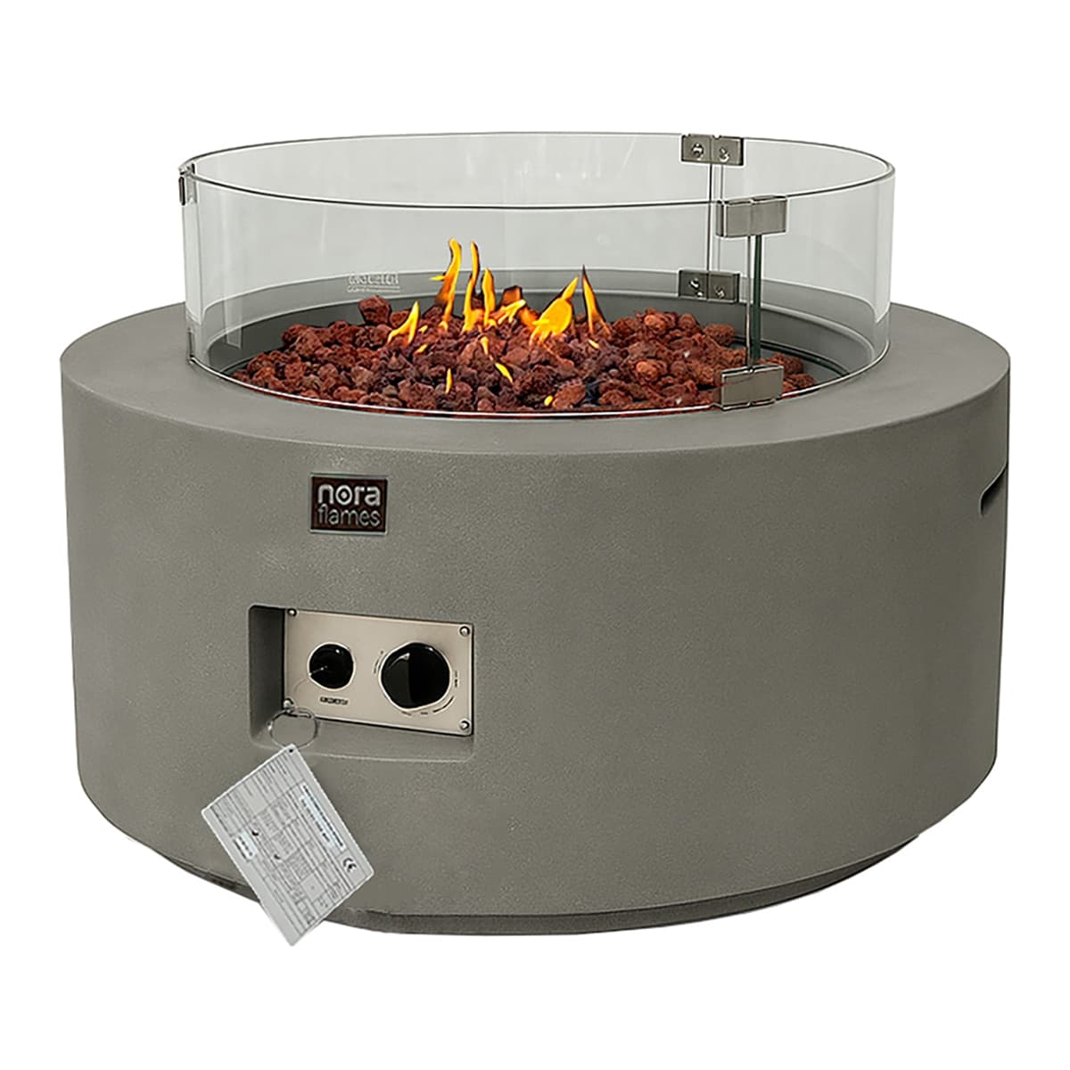 Nora Flame - Mesa de Exterior con Brasero de Gas Fuji gris con cristales 16 Kw.