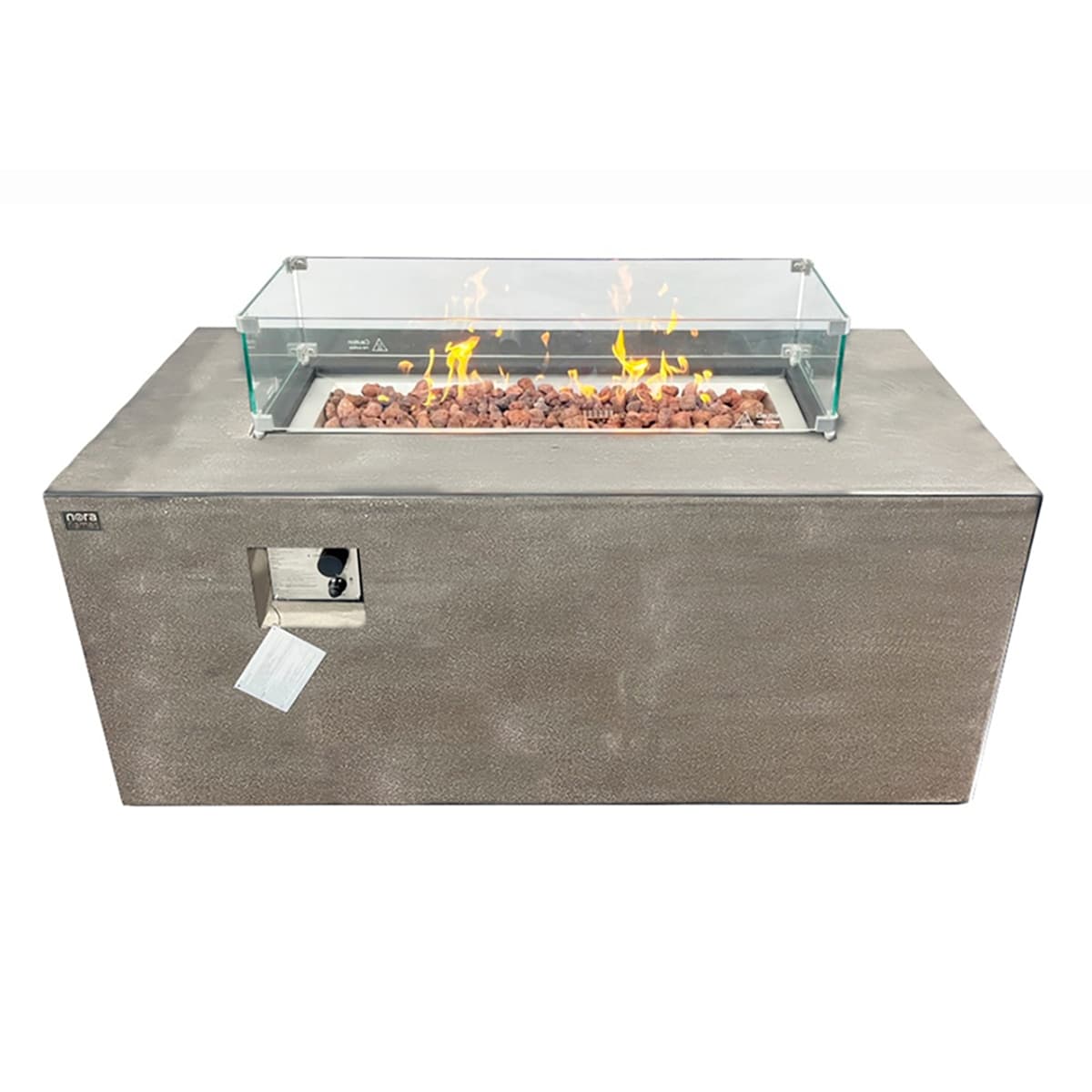 Nora Flame - Mesa de Exterior con Brasero de Gas Misti gris con cristales 16 Kw.