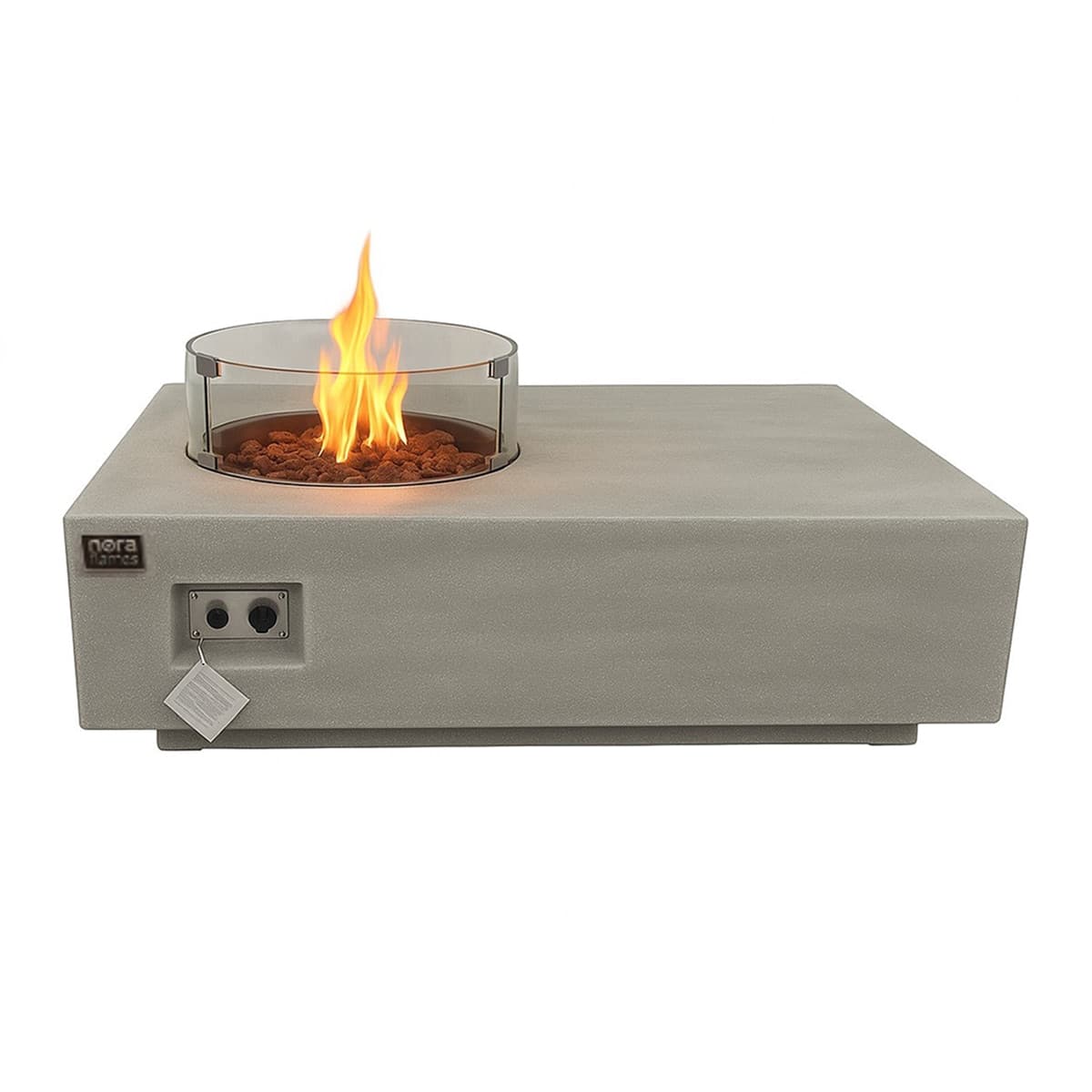 Nora Flame - Mesa de Exterior con Brasero de Gas Yasur gris con cristales 16 Kw.