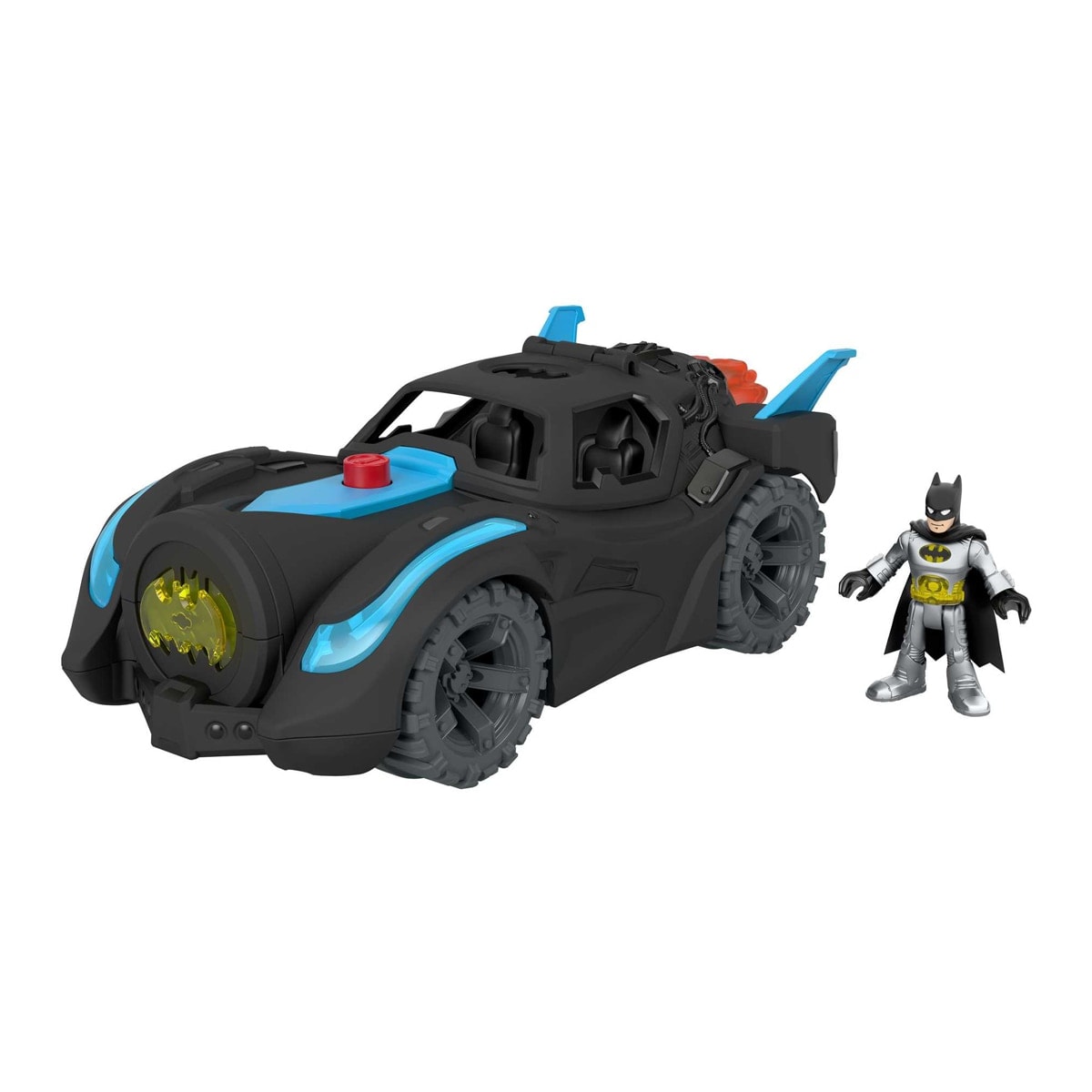 Fisher-Price - DC Super Friends Batmóvil Power Reveal Coche de juguete con luces ultravioleta y sonidos, incluye figura de Batman. - Image 1