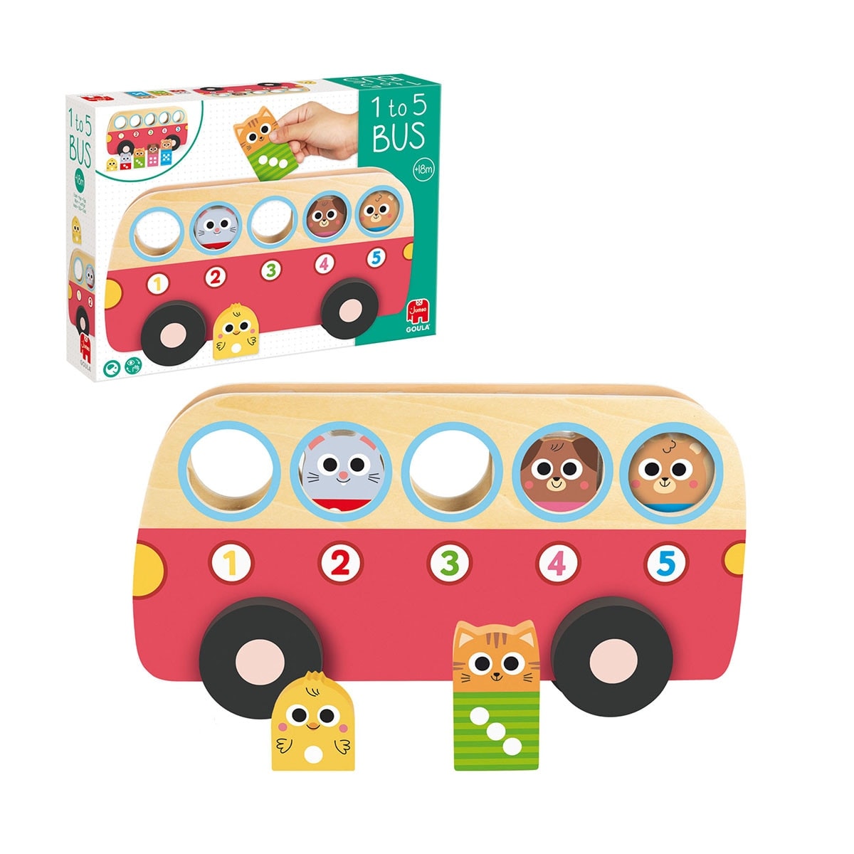Goula - Juguete infantil Autobús Aprende los números 1 a 5 Autocorrectivo Goula Diset. - Image 1