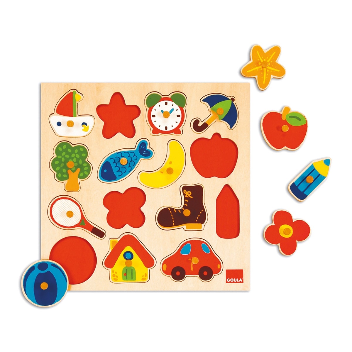 Goula - Juguete de Madera educativo Puzzle siluetas Goula. - Image 1