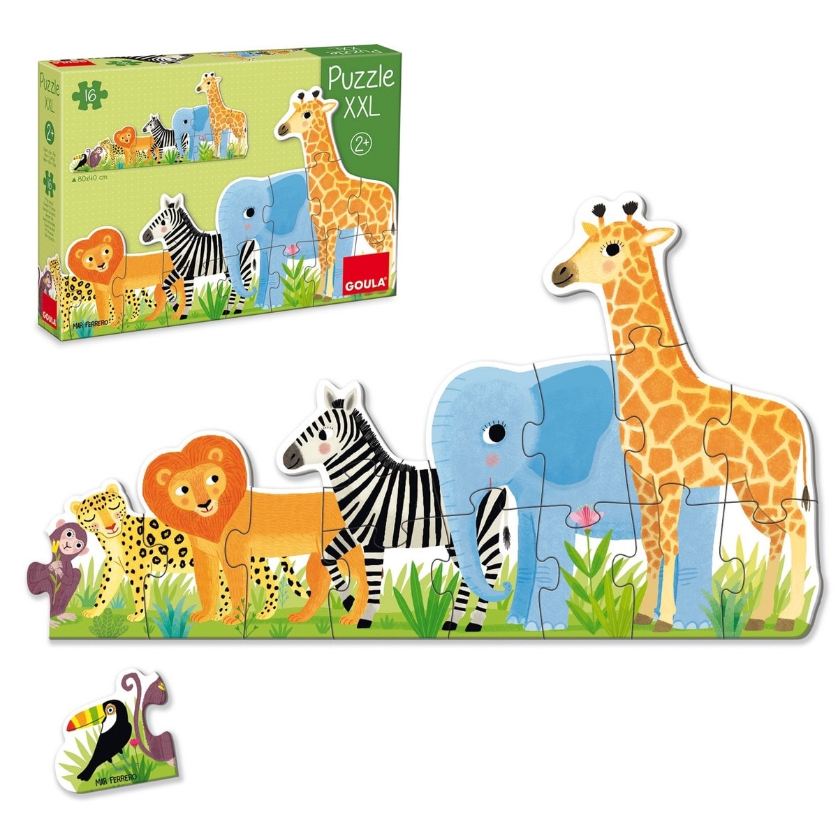 Goula - Juguete educativo Puzzle XXL La selva y sus animales Goula. - Image 1