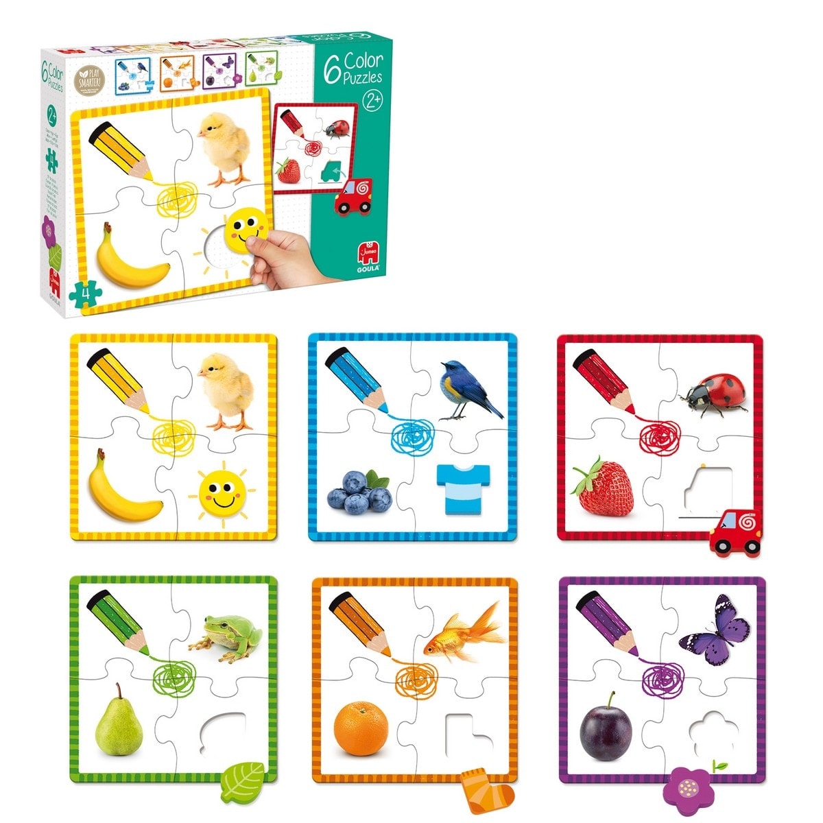 Goula - Juguete de Madera educativo 6 puzzles de 4 piezas Color Puzzle Goula. - Image 1