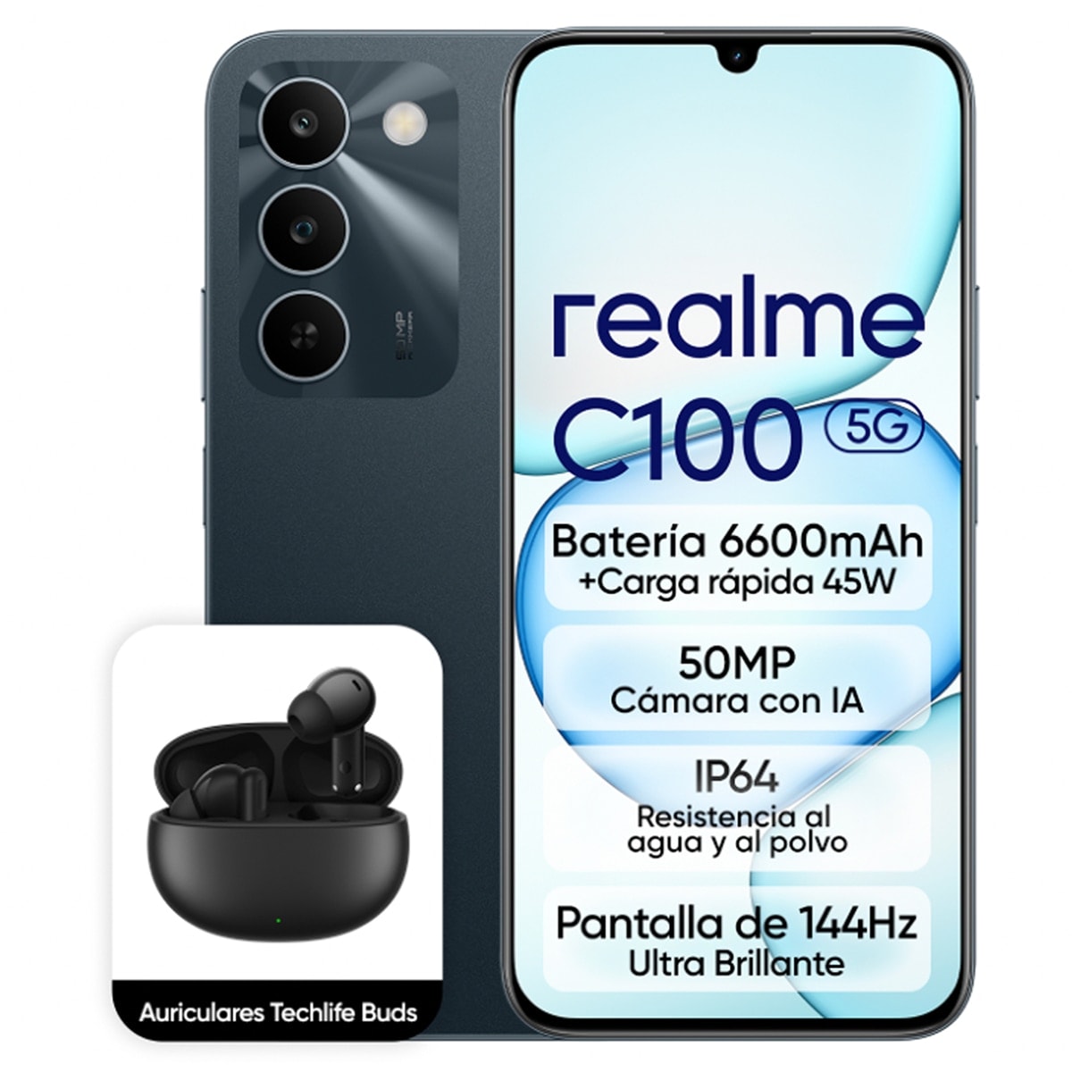 Realme - Realme C100 5G móvil libre + Auriculares TechLife. - Image 1