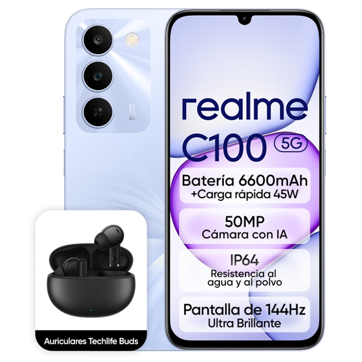 Realme - Realme C100 5G móvil libre + Auriculares TechLife. - Image 1