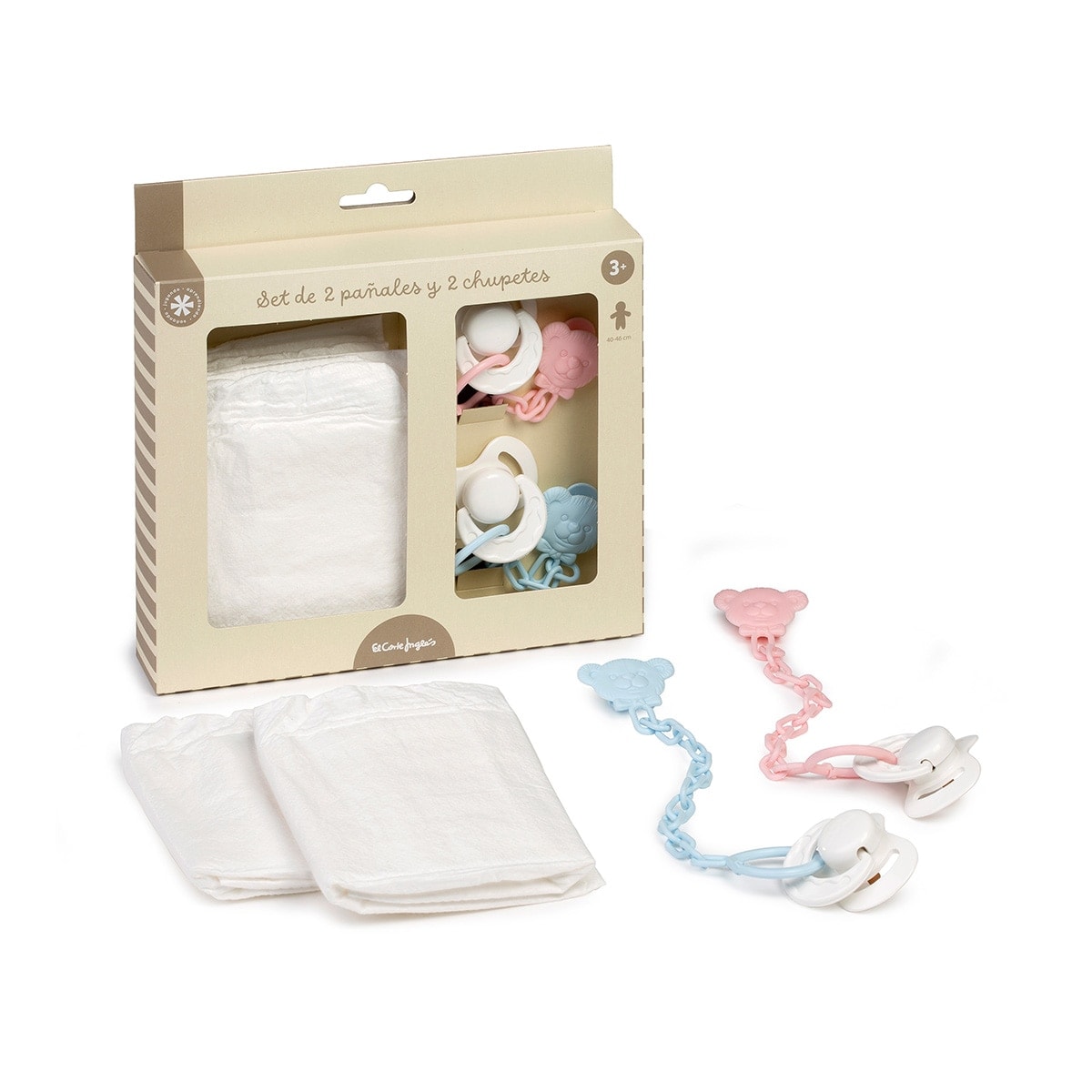 El Corte Inglés - Set de chupetes y pañales muñeco bebé El Corte Inglés. - Image 1