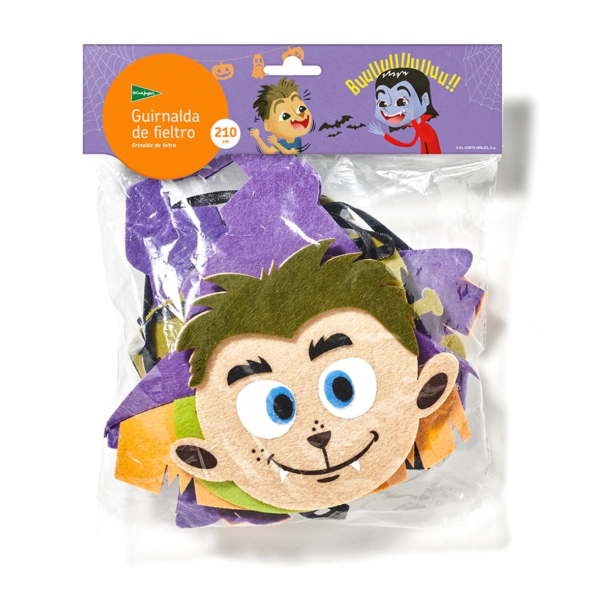 El Corte Inglés - Guirnalda de fieltro Personajes Feliz Halloween 210 cm El Corte Inglés. - Image 1