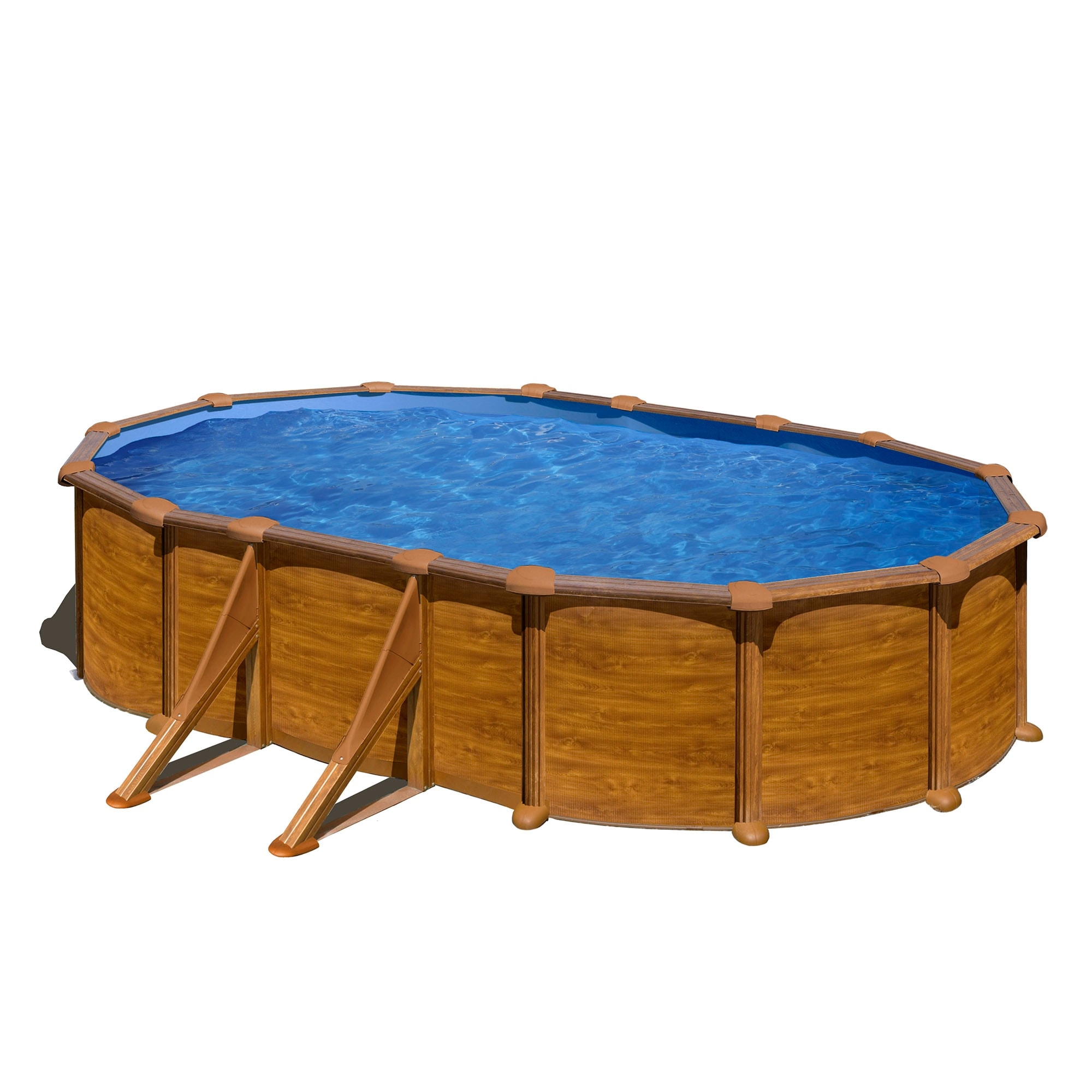 Gre - Piscina acero ovalada imitación madera 610 x 375 x 132 cm. - Image 1