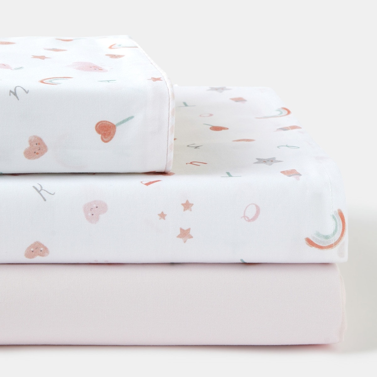 Cotton Juice Baby Home - Juego de sábanas Cotton Juice Baby Home Abecedario 3 piezas rosa (disponible en varias medidas). - Image 1