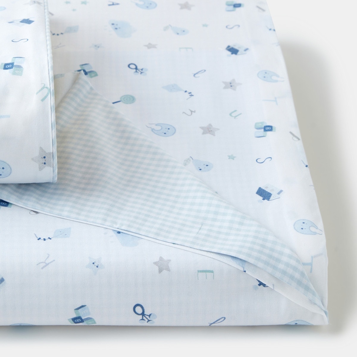 Cotton Juice Baby Home - Funda nórdica reversible Cotton Juice Baby Home Abecedario azúl (disponible en varias medidas). - Image 1