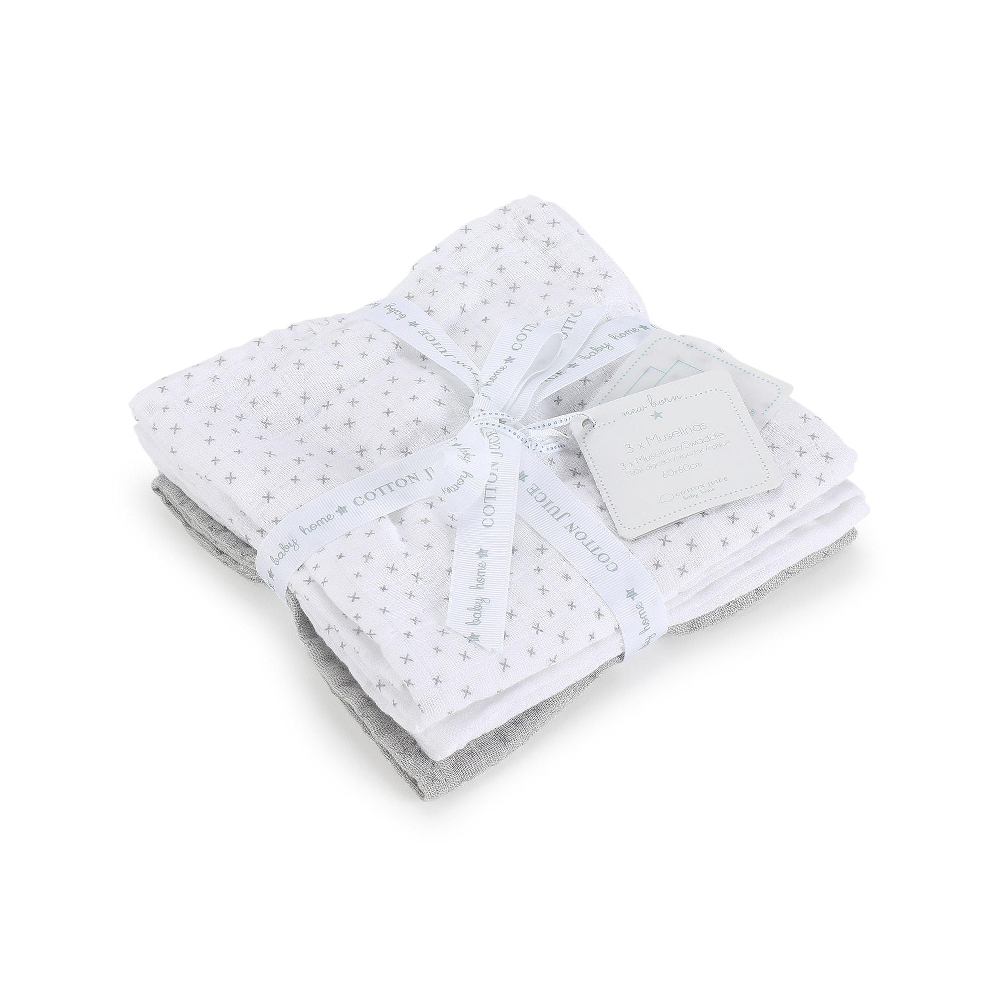 Cotton Juice Baby Home - Muselinas Cotton Juice Baby Home New Born pack 3 cruces. - Image 1