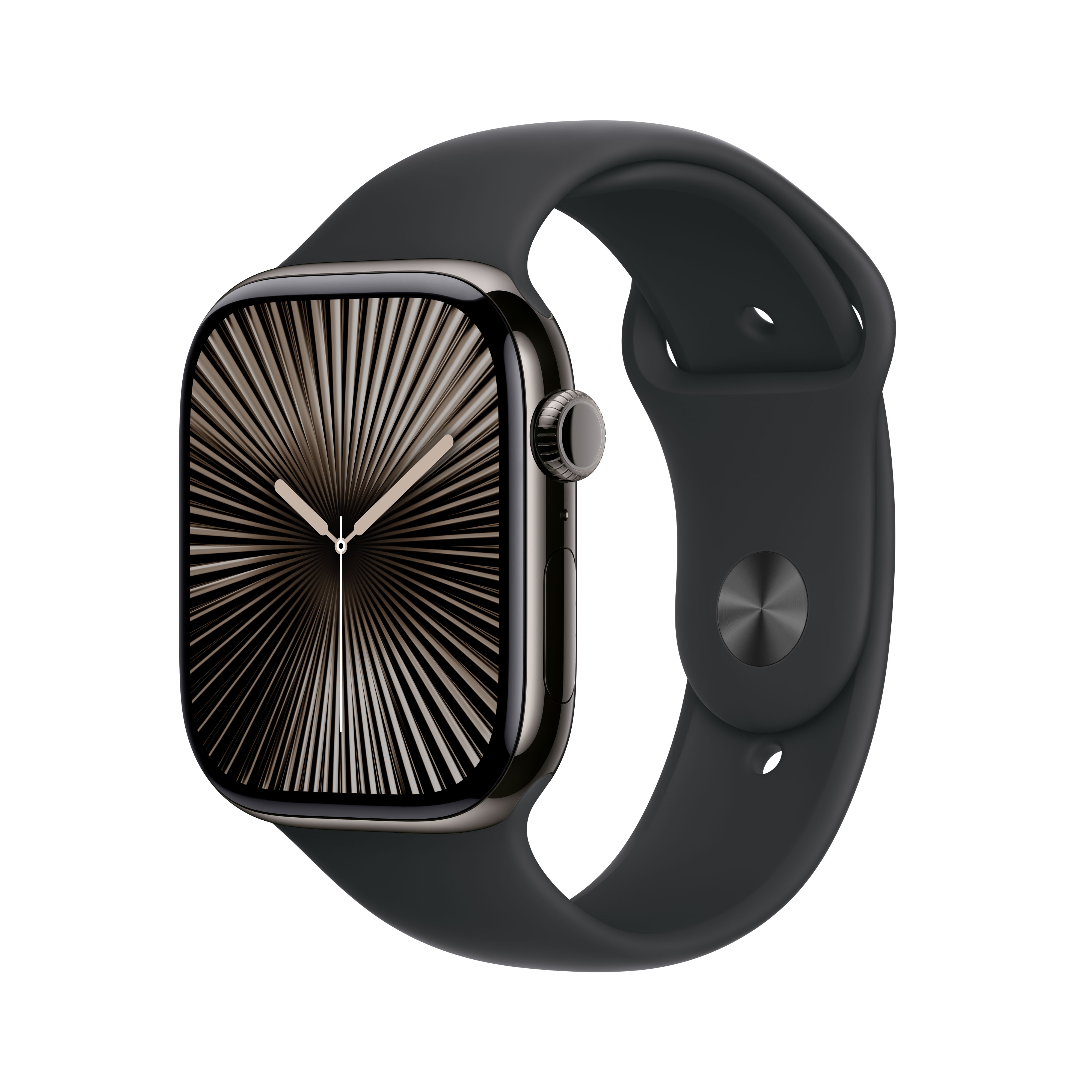 Apple - Apple Watch Series 10 GPS + Cellular 42mm Titanio Pizarra con correa Deportiva Negra M-L. - Image 1