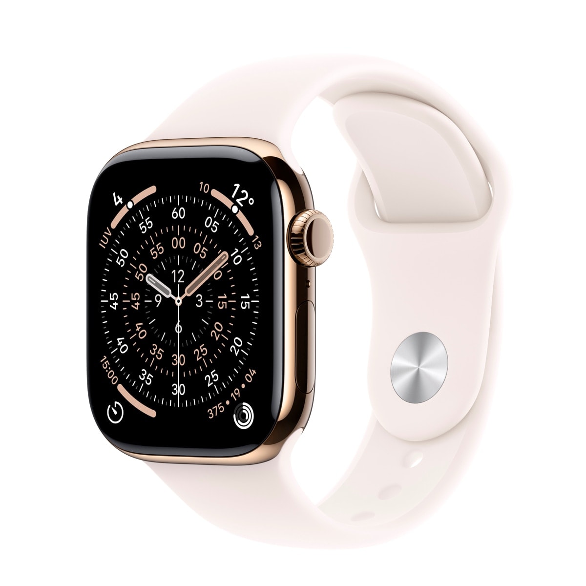 Apple - Apple Watch Series 11 GPS + Cellular 42mm Titanio oro con Correa Deportiva Rosa Rubor (S-M). - Image 1