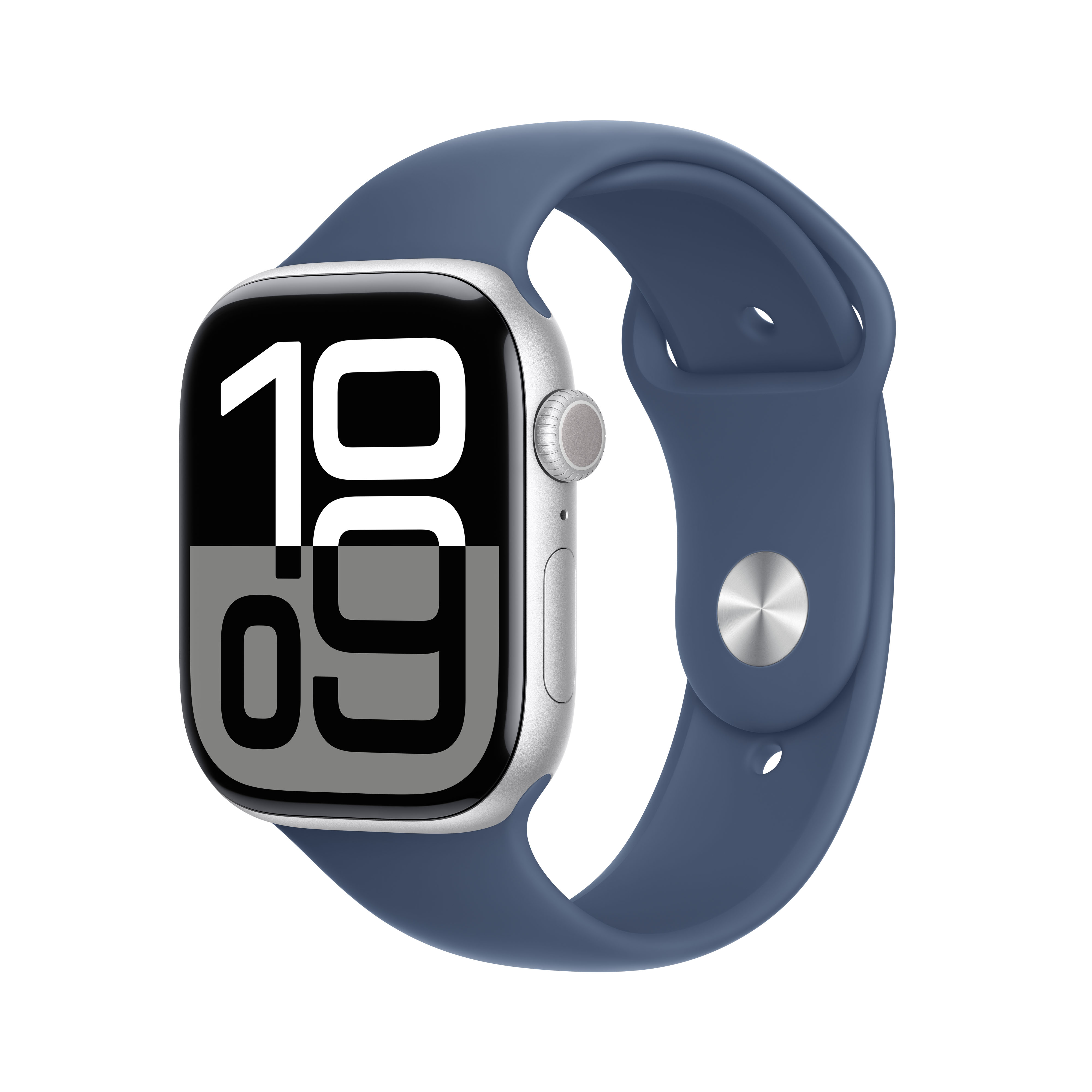Apple - Apple Watch Series 10 GPS 46mm Aluminio Plata con correa Deportiva Azul Denim M-L. - Image 1