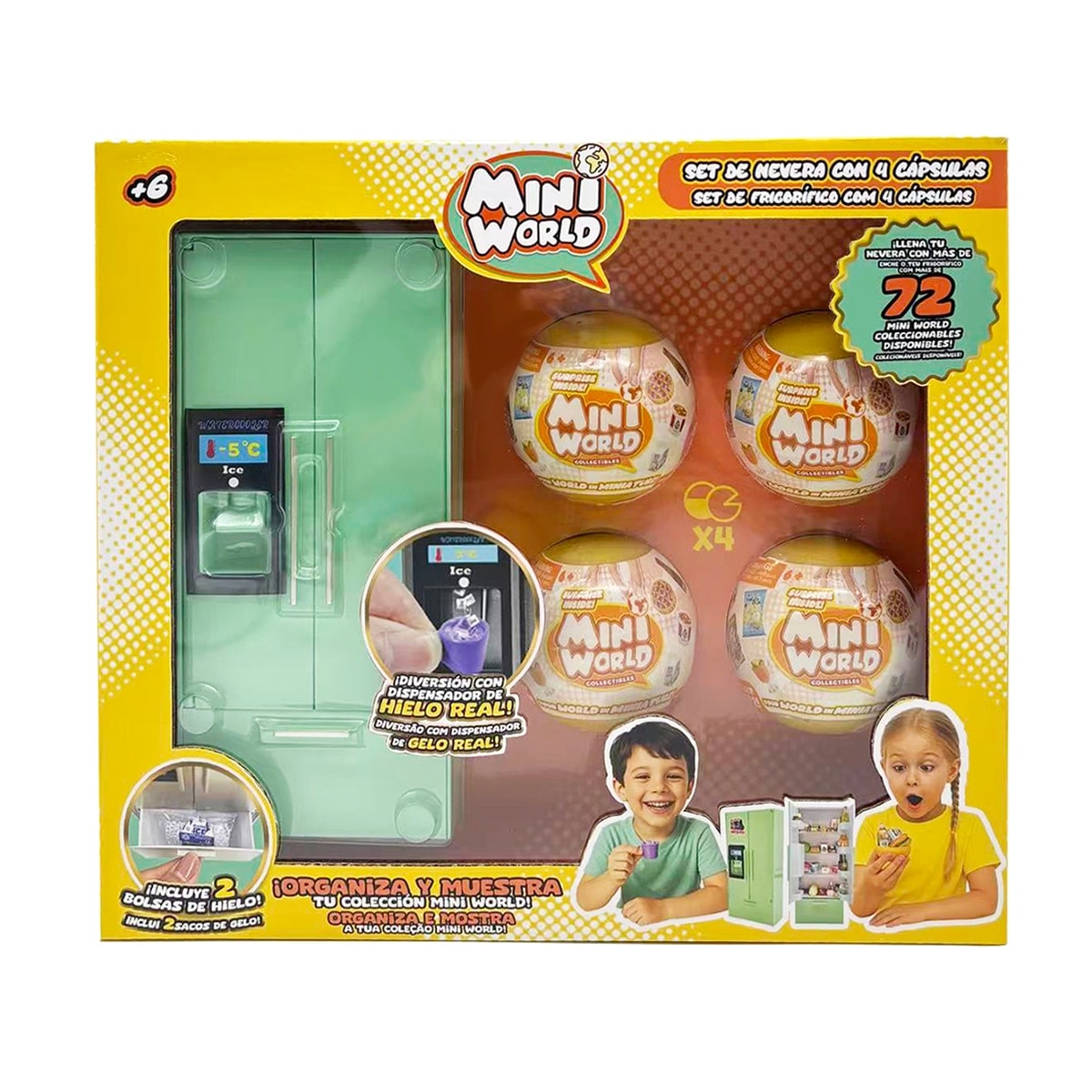 Bizak - Juego educativo Mini coleccionable Mini World set nevera con 4 cápsulas surtida Bizak. - Image 1