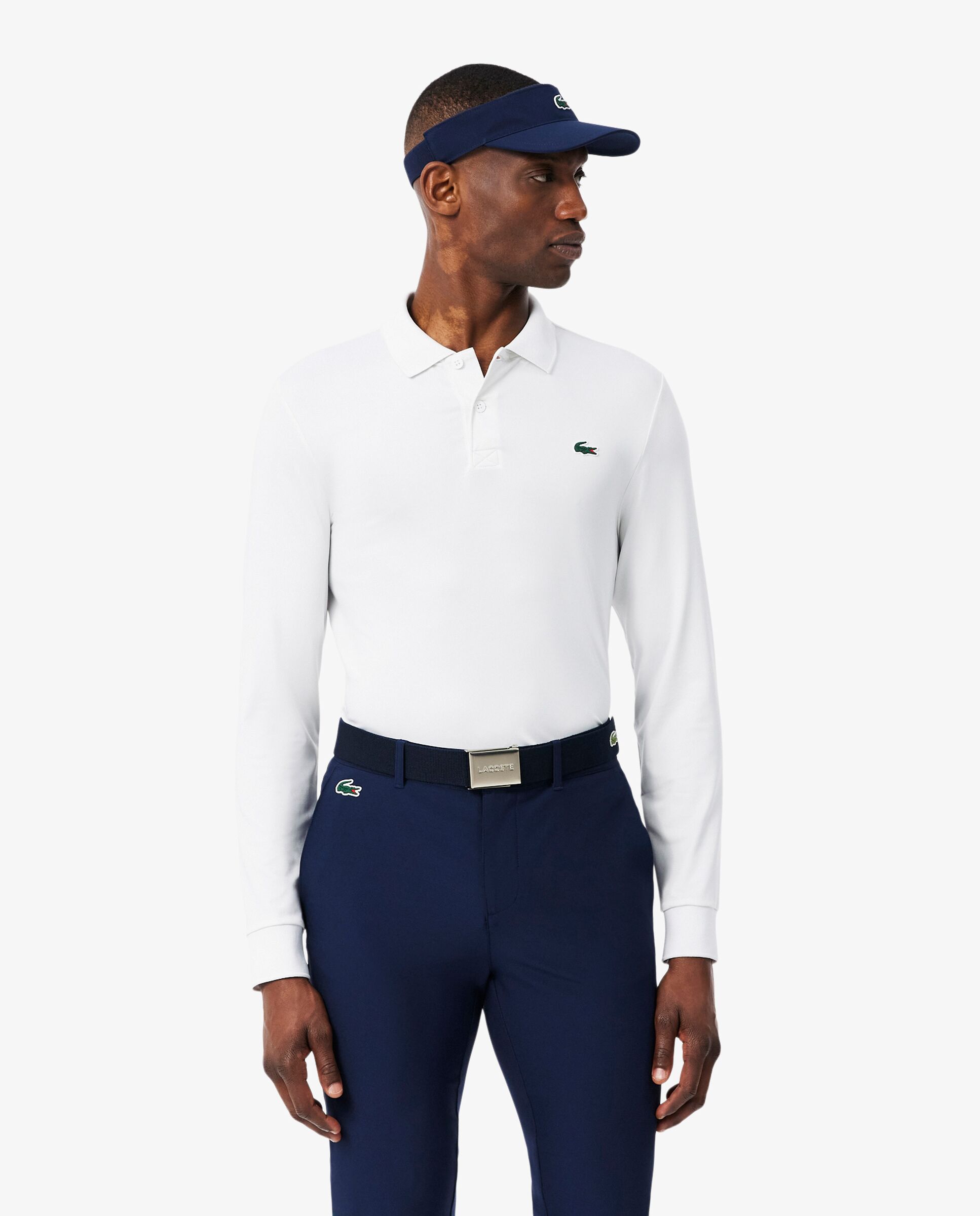 Lacoste - Polo de hombre de golf de manga larga y corte regular ultra dry en blanco. - Image 1