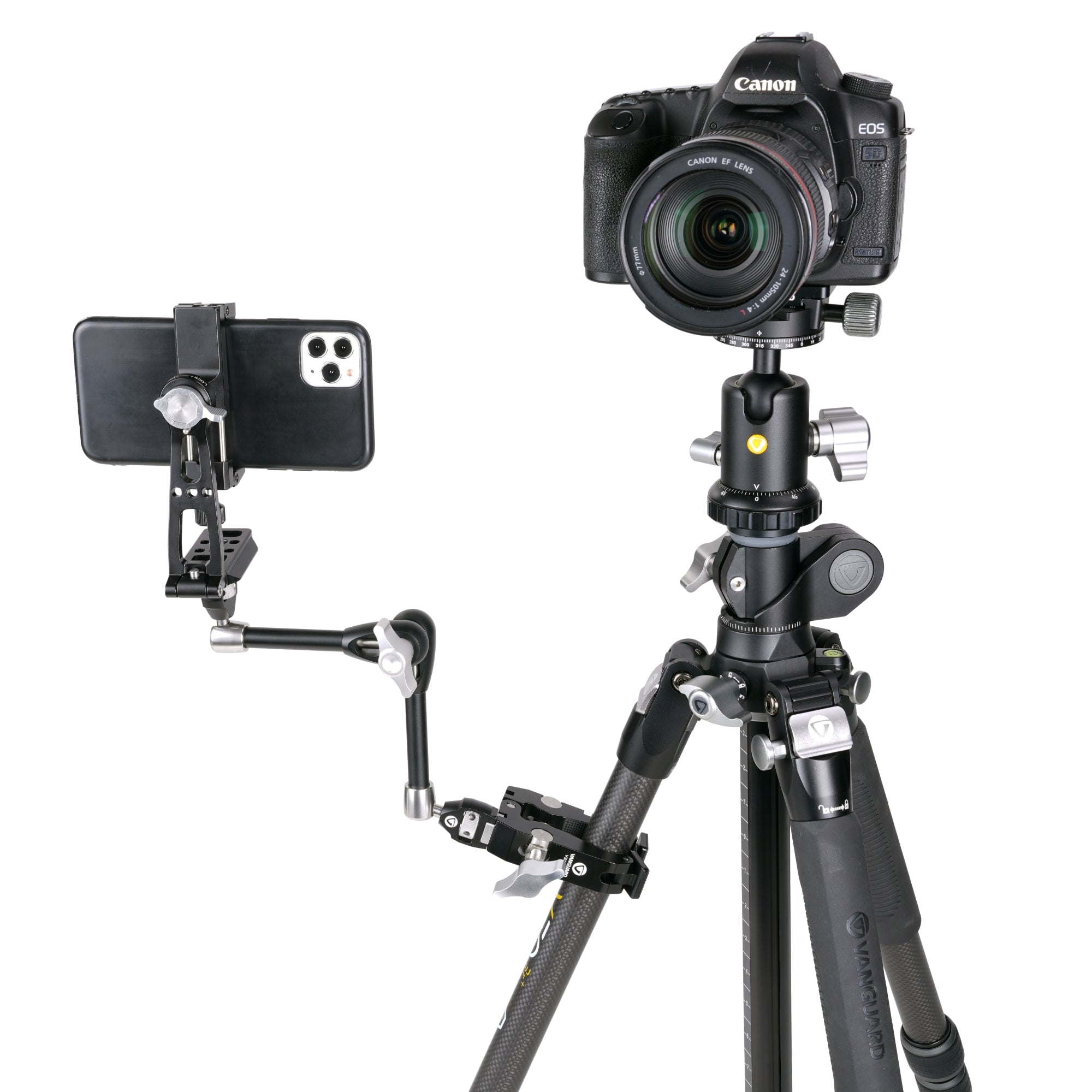 Vanguard - Kit de soporte para móvil Vanguard Veo CP-65 KIT pinza, brazo y adaptador Smartphone. - Image 1