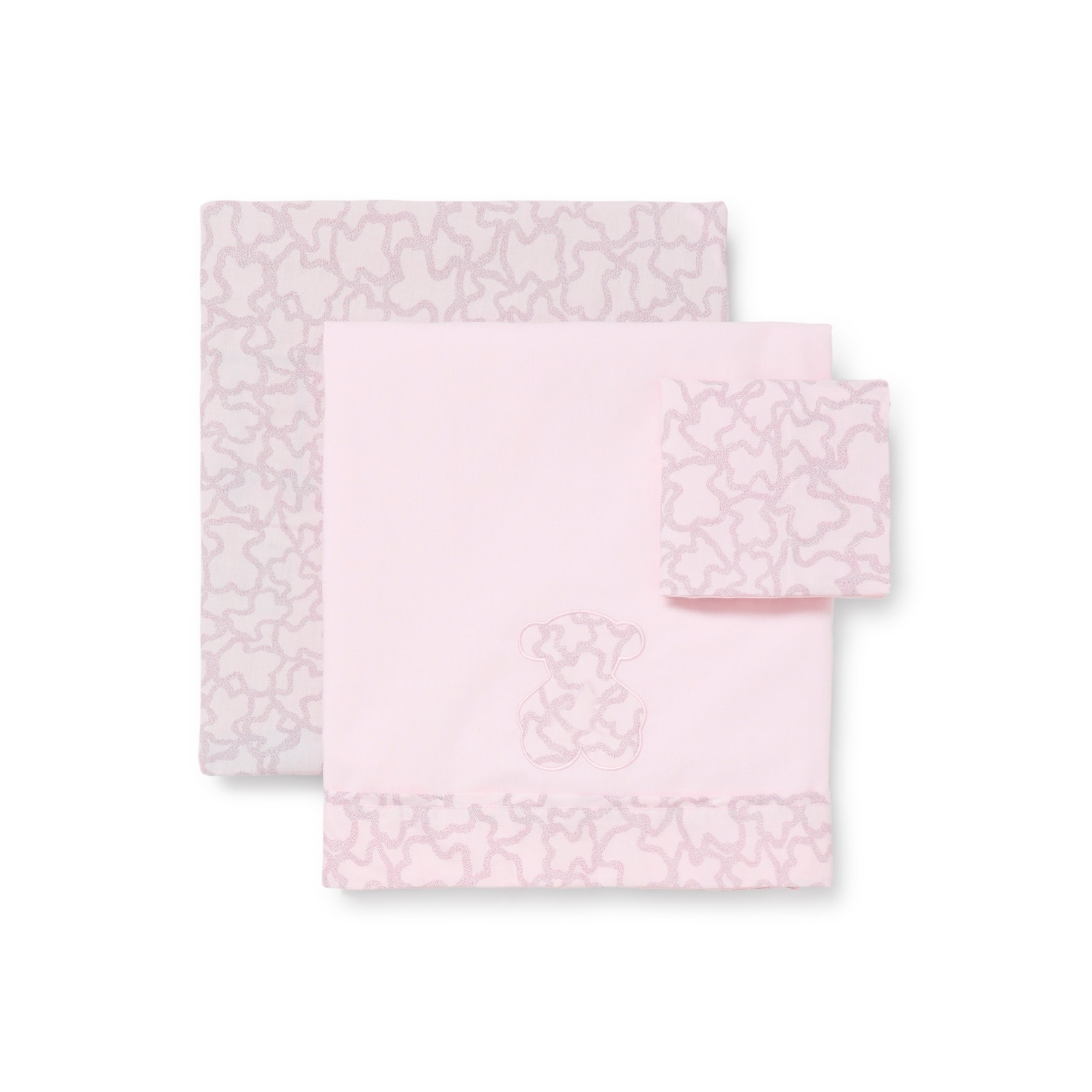Tous - Juego de sábanas de tres piezas para mini cuna (70x140 cm) Tous Baby HKaos en color rosa. - Image 1