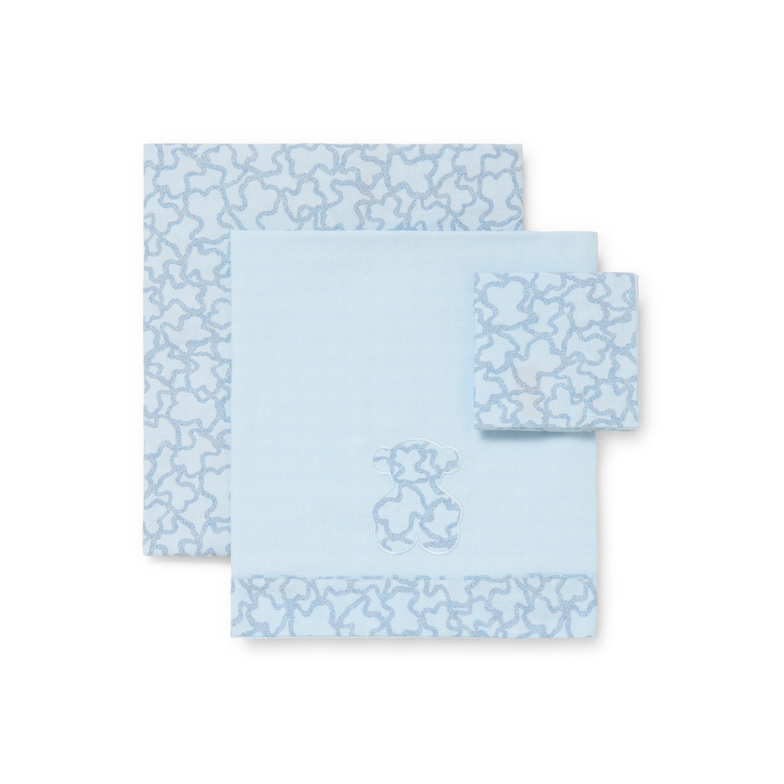 Tous - Juego de sábanas de tres piezas para cuna (60x120 cm) Tous Baby HKaos en color azul. - Image 1