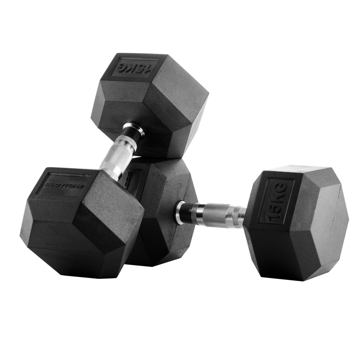 Bodytone - Set de 2 mancuernas de goma hexagonales profesionales Bodytone. - Image 1