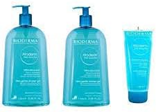 Bioderma Atoderm Shower Gel 2 x 1 Litre + Atoderm Travel Size 100 ml Gentle Cleansing Gel Soap Free Softens Protects - Image 1