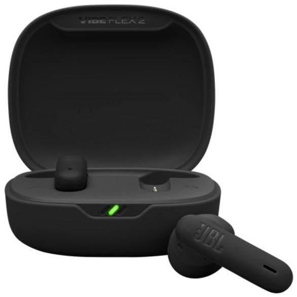 JBL Vibe Flex 2 In-Ear Wireless Bluetooth Earbuds Black with Charging Case 40h Battery Life Smart Ambient Built-in Mic Hands-Free Calls Spill-resistant Audio Sport - Image 1