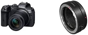 Canon EOS R7 Camera + RF-S 18-150mm F3.5-6.3 is STM Lens (Hybrid Camera, 4K/30p Video Recording, Up to 15 Fps, WLAN) Black & EF Adapter Ring – EOS R – Black - Image 1