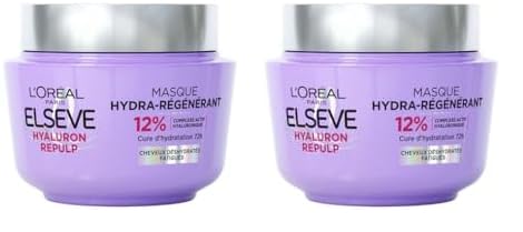 L'Oréal Paris - Hydra-Regenerating Mask for Dehydrated and Tired Hair - 72H Hydration - With Hyaluronic Acid - Elseve Hyaluron Repulp - 310ml (Pack of 2) - Image 1